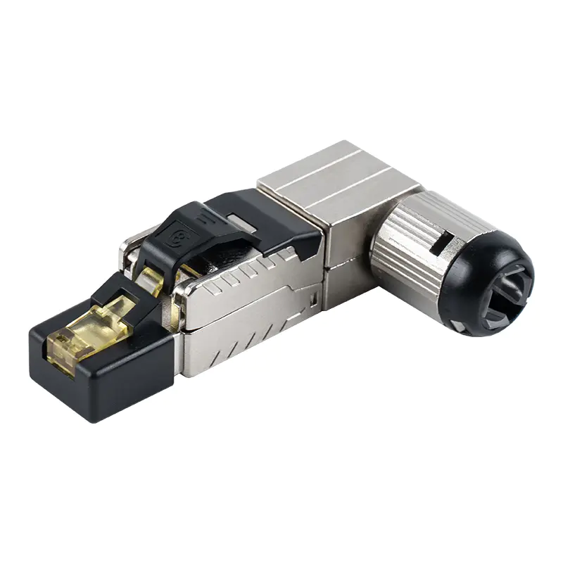 Cat7 Shielded Toolless RJ45 Connector (90-Degree na Anggulo sa Dulo) RJ-G90S-1-C7